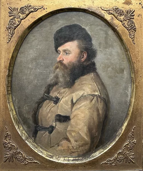 Portrait d'homme russe au vêtement de fourrure 